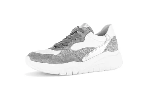 Gabor Damen Low-Top Sneaker, Frauen Halbschuhe,Best Fitting,schnürschuhe,schnürer,keil Sneaker,Wedge Sneaker,Steel/Silber,40.5 EU / 7 UK