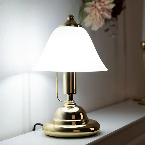 Tischleuchte Messing mit Touchschalter - Elegante Tischleuchte aus Messing und Glas, ideal für stilvolles Wohnen. Mit praktischem Touchschalter für einfache Bedienung, perfekt für Schreibtisch oder Nachttisch.