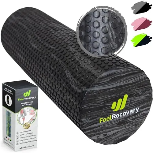 Faszienrolle Weich Anfänger (45x15 cm) - EVA Foam Roller Mittelhart für Wirbelsäule, Rücken, Beine, Nacken - Massageroller Faszien für Yoga & Pilates