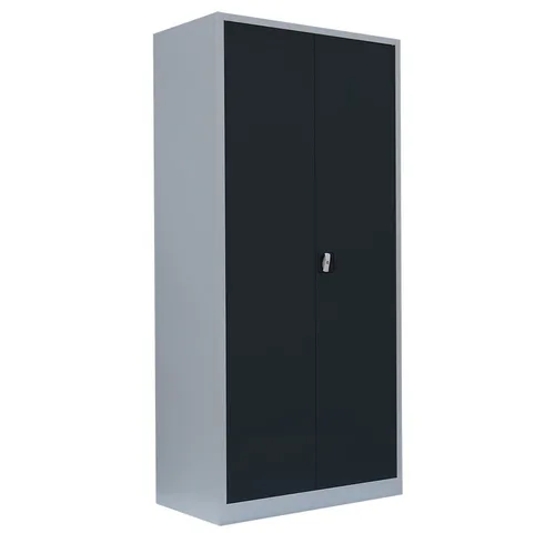 Steelboxx Mehrzweckschrank XL Spind 2-türig - Hochschrank mit Garderobenteil, komplett montiert, aus robuster Stahlblech-Konstruktion für vielseitige Nutzung und hohe Tragkraft von 65kg pro Fachboden.