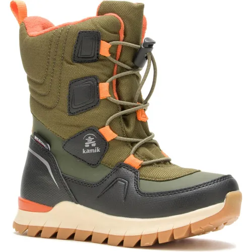 Kamik Bouncer 2 Thermostiefel olive (OLI) Größe 30 - Wanderschuhe für Kinder mit HEAT-MX-Wärmeisolierung für Kälteschutz bis -40 °C und wasserdichter DriDefense-Membran. Ideal für Abenteuer bei jedem Wetter!