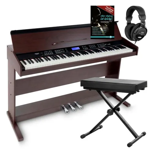 FunKey DP-88 II Digitalpiano Set - Kompaktes Digitalpiano mit 88 anschlagsdynamischen Tasten, 360 Sounds und Lernfunktion. Inklusive Keyboardbank, Kopfhörer und Klavierschule für den perfekten Einstieg in die Musik.