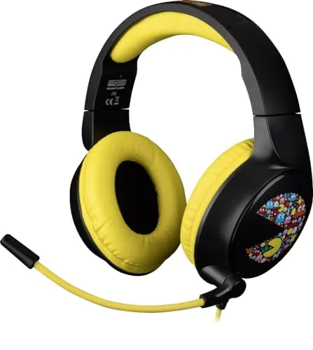 Konix Pac-Man Kabelgebundenes Gaming-Headset für PC, PS5, Switch 2, Xbox Series X|S - Gaming-Headset mit 45°-Mikrofon und 1,5 m Kabel für optimalen Komfort und außergewöhnliche Audioqualität, ideal für stundenlanges Spielen und Pac-Man-Fans.