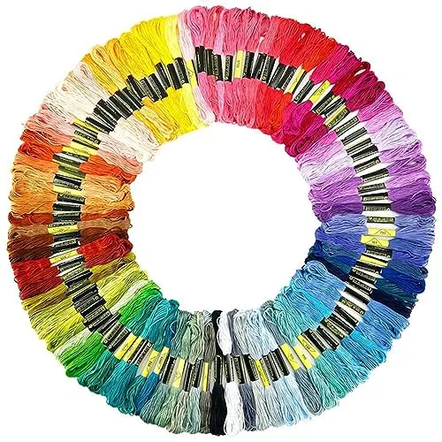 Farben Stickgarn Set, 5 Meter Stickgarn Embroidery Floss Multifarben Weicher,Stickerei Basteln Leisure Arts Kreuzstich Embroidery Threads Nähgarne Häkeln für Freundschaftsbänder, Stickerei 100
