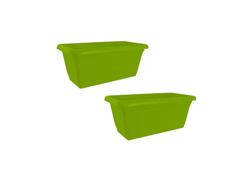 HTI-Living Blumenkasten Blumenkasten mit Wasserspeicher 40 cm 2er Set Grün (Set, 2 St., 2 Blumenkästen), Pflanztopf Pflanzschale