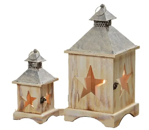 BOLTZE GRUPPE GmbH Kerzenlaterne Manu Holz Metall 2er Set - Elegante Kerzenlaterne aus Holz und Metall, ideal für stimmungsvolle Dekorationen im Innen- und Außenbereich. Perfekt für festliche Anlässe oder als stilvolles Wohnaccessoire.