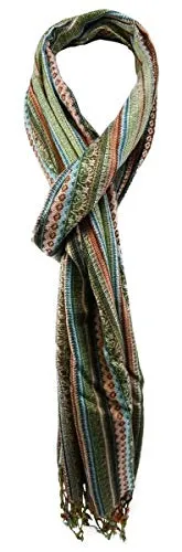 TigerTie Designer Schal in grün orange grau türkis braun gemustert - Gr. 200 x 30 cm