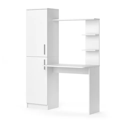Vicco Schreibtisch Tessa, Weiß, 123 x 52 cm - Moderner Schreibtisch in Weiß, ideal für Home Office oder Arbeitszimmer, mit zusätzlichem Regalanbau für mehr Stauraum und Ordnung.
