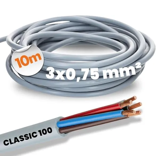 Meter Lapp 00101254 Ölflex Classic 100 Steuerleitung 3x0,75 mm² ohne grün-gelben Schutzleiter I Kabel 3 adrig I Farbcodierte PVC Leitung 3 adrig 10
