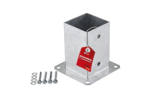 SO-TECH® Pfostenbeschlag Aufschraubanker Stahl feuerverzinkt für Garten / Terrasse (1 St), für Vierkantholz (Vierkant 90 x 90 mm) 152 mm Höhe
