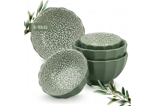 matches21 HOME & HOBBY Schüssel, Porzellan, (5-tlg), Schüsselset für Müsli, Salat & Beilagen