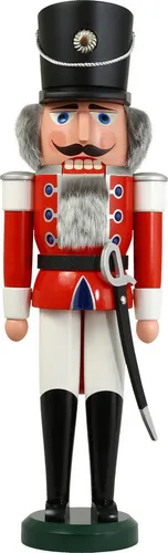 Seiffener Volkskunst Nussknacker Husar rot – Handgefertigte Tradition aus dem Erzgebirge - Nussknacker in rot, ca. 60 cm hoch, aus hochwertigem Holz, von der Seiffener Volkskunst eG. Ein einzigartiges Dekorationsstück mit traditionellem Flair.