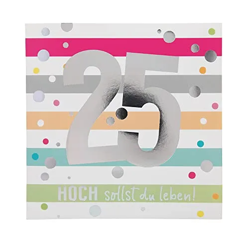 Depesche 11515-034 Zahlenkarte zum 25. Geburtstag mit Musik, veredelte Klappkarte mit originellem Innentext, inkl. Umschlag, Format 15,5 x 15,5 cm