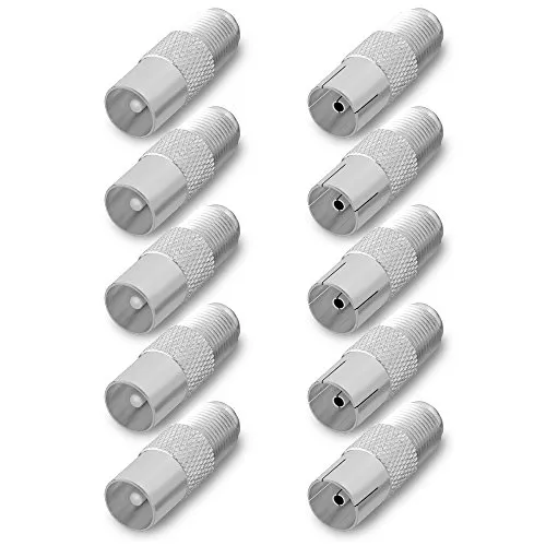 ARLI TV Adapter IEC 9,5 mm 5x Buchse Kupplung + 5x Stecker Antenne Kabel Sat F-Adapter Coax Anlagen F-Stecker F-Buchse F-Kupplung F Verbindung Verbinder Übergang Koax 4K gerade (5 Buchse 5 Stecker)