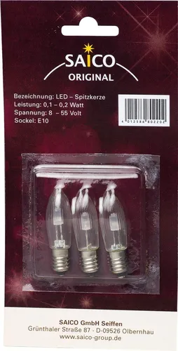 Ersatzlampe/Riffelkerze für 30-flammige Lichterbögen/Ketten, E10 Fassung 