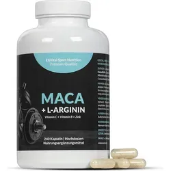 Maca Kapseln 1000 mg + L-Arginin 1800 mg + Vitamine + Zink, hochdosiert, 2-Monatspackung mit 240 Kapseln in deutscher