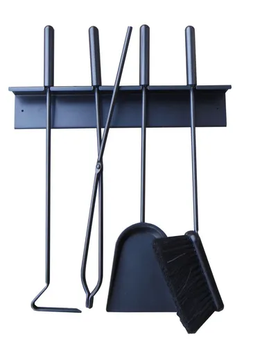 Kaminbesteck schwarz Wandmontage HEIBI 52348 Wand Ofenbesteck Wandgarnitur