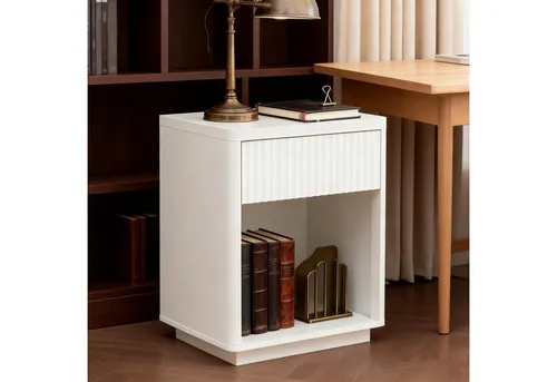 OKWISH Nachttisch 63,5x46,5x38 cm mit Schublade & offenem Fach