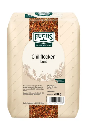Fuchs Prof Chiliflocken bunt – Gewürzmischung 0.7kg - Kräuter, aromatische Chiliflocken für ein würziges Geschmackserlebnis in jeder Küche.