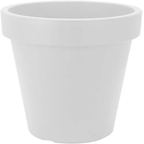 Spetebo Kunststoff Pflanzkübel M mittelgroß - 38 cm/weiß - Blumenkübel rund für Außen und Innen - Garten Pflanztopf Blumentopf Pflanzgefäß Übertopf
