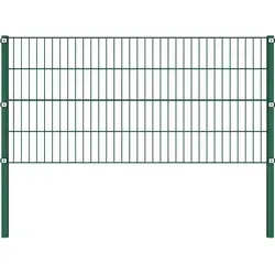 vidaXL Zaunfeld mit Pfosten Eisen 5,1 x 0,8 m Grün - Metallzaun, robust und wetterfest aus pulverbeschichtetem Eisen, ideal als sichere Barriere für Ihren Garten oder Ihre Terrasse.