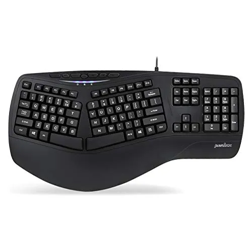 Produktbild Perixx PERIBOARD-312 Ergonomic Backlit Keyboard with Split Design, Big Print Keys, 2 Extra USB Hubs, Black, US QWERTY International