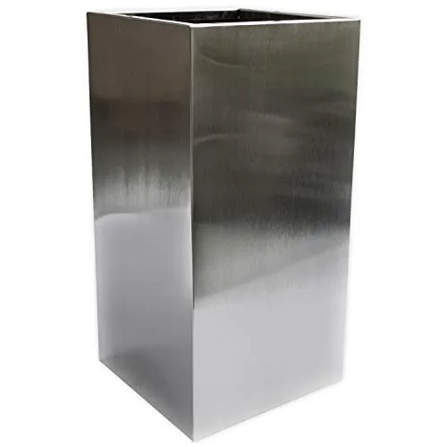 Köhko® Designer-Pflanzkübel aus Edelstahl Viva 36 x 36 x 75 cm - Eckiger Blumengefäß aus hochwertigem Edelstahl V2A, frost- und wetterfest sowie rostfrei. Ideal für Innen- und Außenbereiche, pflegeleicht und langlebig.