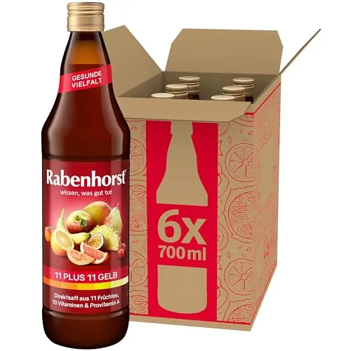 RABENHORST 11 plus 11 gelb 6er Pack (6 x 700 ml). Mehrfruchtsaft aus 11 Früchten, 10 Vitaminen & Provitamin A