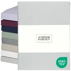 SCHÖNER WOHNEN Spannbettlaken 180x200cm Grau in grau von SCHÖNER WOHNEN