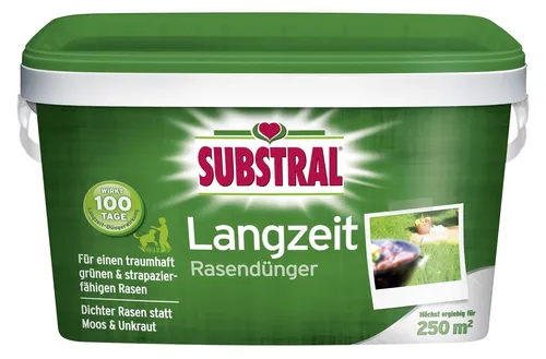 Substral® Rasendünger mit Langzeitwirkung - Dünger für saftig grünen Rasen, wirkt bis zu 100 Tage und fördert ein dichtes Wachstum ohne Moos und Unkraut.