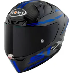 Suomy S1-XR GP Carbon Hypersonic Integralhelm - Schwarz/Blau - S - Motorradhelm mit FIM-Norm und verbesserter Aerodynamik für professionelle Rennleistung. Optimales Sichtfeld und komfortables Innenfutter sorgen für Sicherheit und Wohlbefinden.