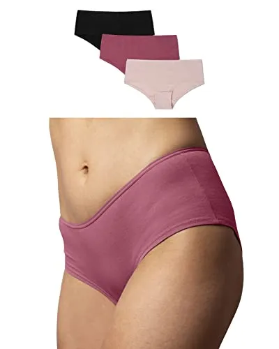 Snocks 3er Pack Hipster - Damen Baumwolle Panties - Funktionsunterwäsche aus 95% Bio-Baumwolle, nahtloses Design für unsichtbaren Tragekomfort und elegantes Aussehen unter jeder Kleidung.