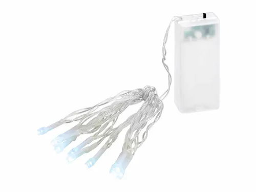 Linder Exclusiv GmbH LED-Lichterkette, Batterie 1,35m 10 LEDs kaltweiß Innen transparentes Kabel