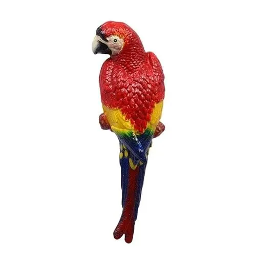 vianmo Gusseisen Figur Skulptur Rot-Bunt Ara Vogel Papagei Links L 35,5 cm