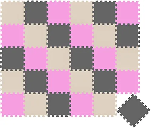 LittleTom 27 Teile Spielmatte für Babys und Kinder - Spiel- & Krabbeldecken, kuschelweiche, isolierende Schaumstoffmatte für kalte Böden, 100% weichmacherfrei und mit rutschfester Oberfläche für sicheren Spielspaß.