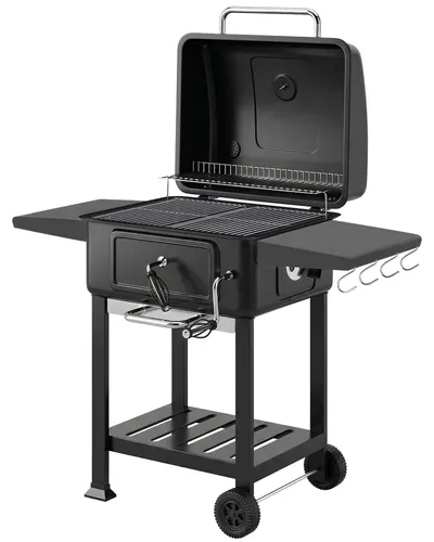 Holzkohle-Grillsmoker mit verstellbarer Kohlewanne und Thermometer