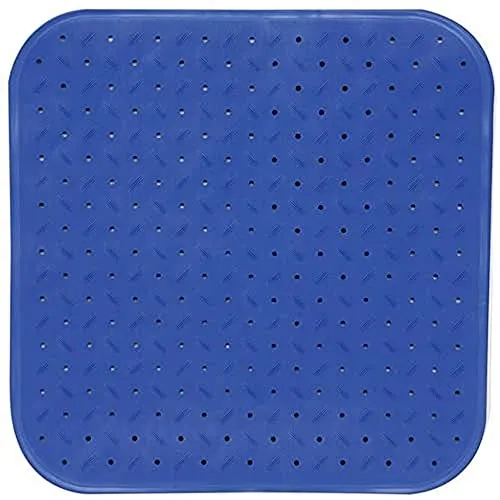 MSV Premium Duschmatte Badematte Badewannenmatte Badewanneneinlage antibakteriell rutschfest mit Saugnäpfen-Blau-duftet nach Rosen-ca. 54 x 54 cm-waschbar bei 60° Grad, Blue, Large