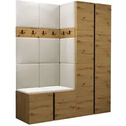 Mirjan24 Garderoben-Set, Eiche Artisan, Beige, Holzwerkstoff, 158x186x46 cm, Garderobe, Garderoben-Sets & Serien, Garderoben-Sets