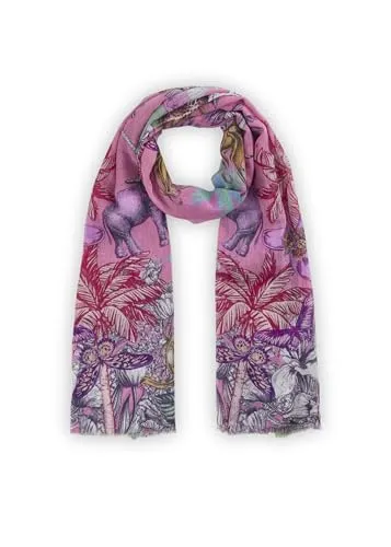 CODELLO Damen Leichter Schal aus Organic Cotton mit Dschungel-Muster - Schals für Damen – 100 x 180 cm, aus umweltfreundlicher Bio-Baumwolle, leicht transparent und vielseitig als Pareo tragbar.