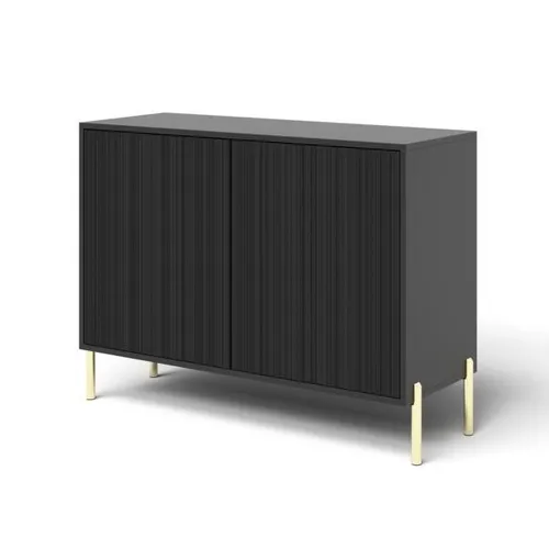 Moderne Kommode in Schwarz – 2 Schubladen - Stilvolle Kommode mit 2 Schubladen, ideal für Schlafzimmer und Wohnzimmer. Kompakt mit den Maßen 104 x 38 x 80 cm, gefertigt aus robustem Holz und MDF. Perfekt für zusätzlichen Stauraum.