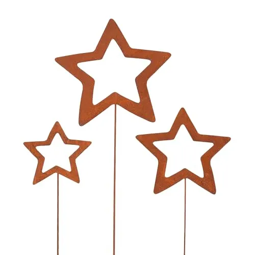 UNUS Gartenstecker Rost Sterne im 3er Set