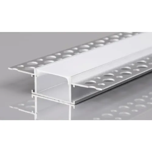 2m LED Alu Profil Unterputz mit Milchglas Abdeckung - Zubehör für Leuchten: 2m Unterputz LED Alu Profil für einfache Montage von LED Strips mit milchiger Abdeckung für angenehmes Licht.
