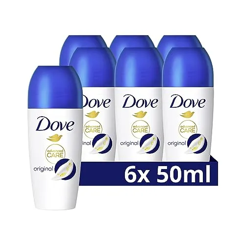 Dove Advanced Care Anti-Transpirant Deo Roll-On Original – 6er Pack, 50ml - Deos mit zuverlässigem 48-Stunden-Schutz vor Körpergeruch und Achselnässe. Sanft zur Haut dank Skin Hydration Technology und PETA-vegan approved.