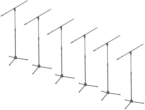 ADAM HALL Eco Mikrofonständer Mikrofonstativ S5BE mit Galgen/Schwenkarm, Höhe 98 bis 162 cm, Schwarz 6 x