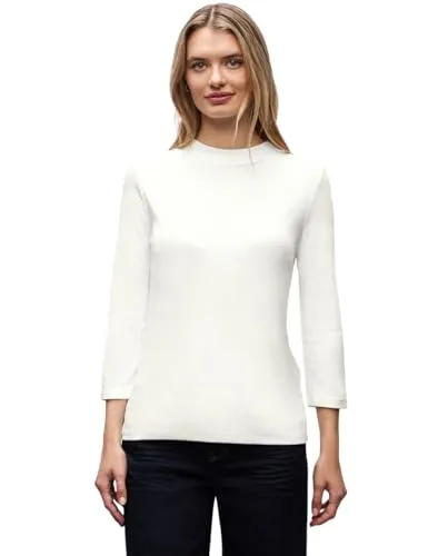 Street One Damen 3227869 Basic Turtleneck Shirt, Off White, 46