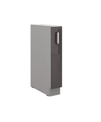 Küche Bianca Grey Hochglanz Grau Unterschrank 15 cm - Einbauküchen-Komponenten - 15 cm Unterschrank mit praktischem Schrankauszug aus Metall, ideal für platzsparende Küchenlösungen.