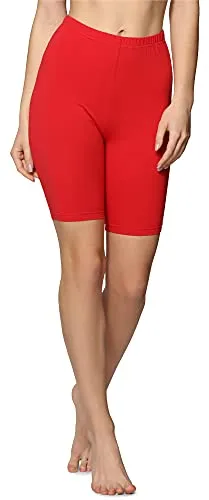 Bellivalini Damen Kurze Leggings aus Baumwolle BLV50-157 (Rot, XL)