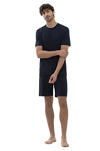 Mey Nachtwäsche Herren Homewear Shirt N8TEX 2.0 Indigo L - Erleben Sie höchsten Tragekomfort mit unserem kurzärmligen T-Shirt aus 75% Baumwolle. Das legere Design und die hochwertige Verarbeitung machen es zur perfekten Wahl für erholsame Nächte. Fair produziert und pflegeleicht bei 40°.