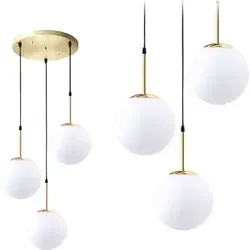 tooLight Pendellampe App656-3Cpr – Elegante Glas Kugel in Gold mit 3 E27 Lichtquellen