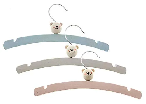 Hess Holzspielzeug 13361 - Kleiderbügel aus Holz, Serie Bär nature, 6 teilig, zum Aufhängen von Baby- und Kinderkleidung, ca. 26 x 12 cm groß